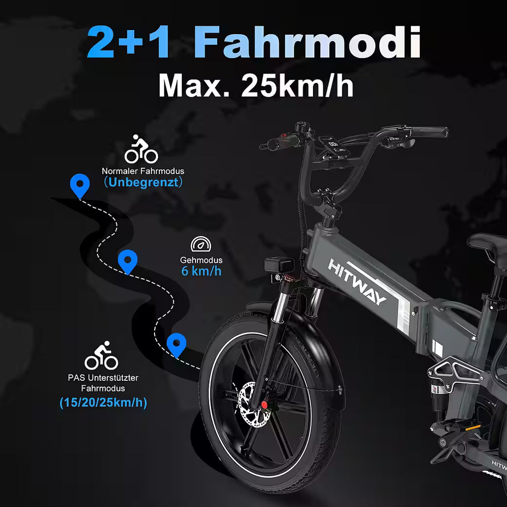 HITWAY E-Bike Mountainbike 20 x 4,0 Zoll