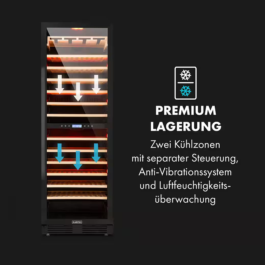 KLARSTEIN Vinovilla Grande 165 Built-in Duo Onyx – Weinkühlschrank
