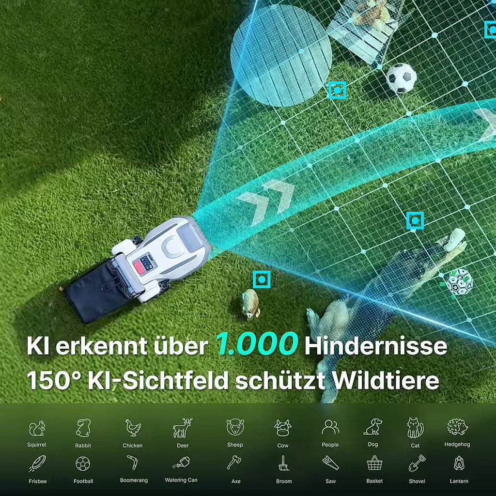 ANTHBOT N8 – 4-in-1 Mähroboter ohne Begrenzungskabel mit 23-L-Fangkorb