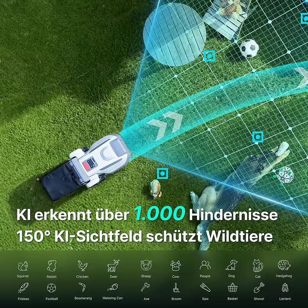 ANTHBOT N8 – 4-in-1 Mähroboter ohne Begrenzungskabel mit 23-L-Fangkorb