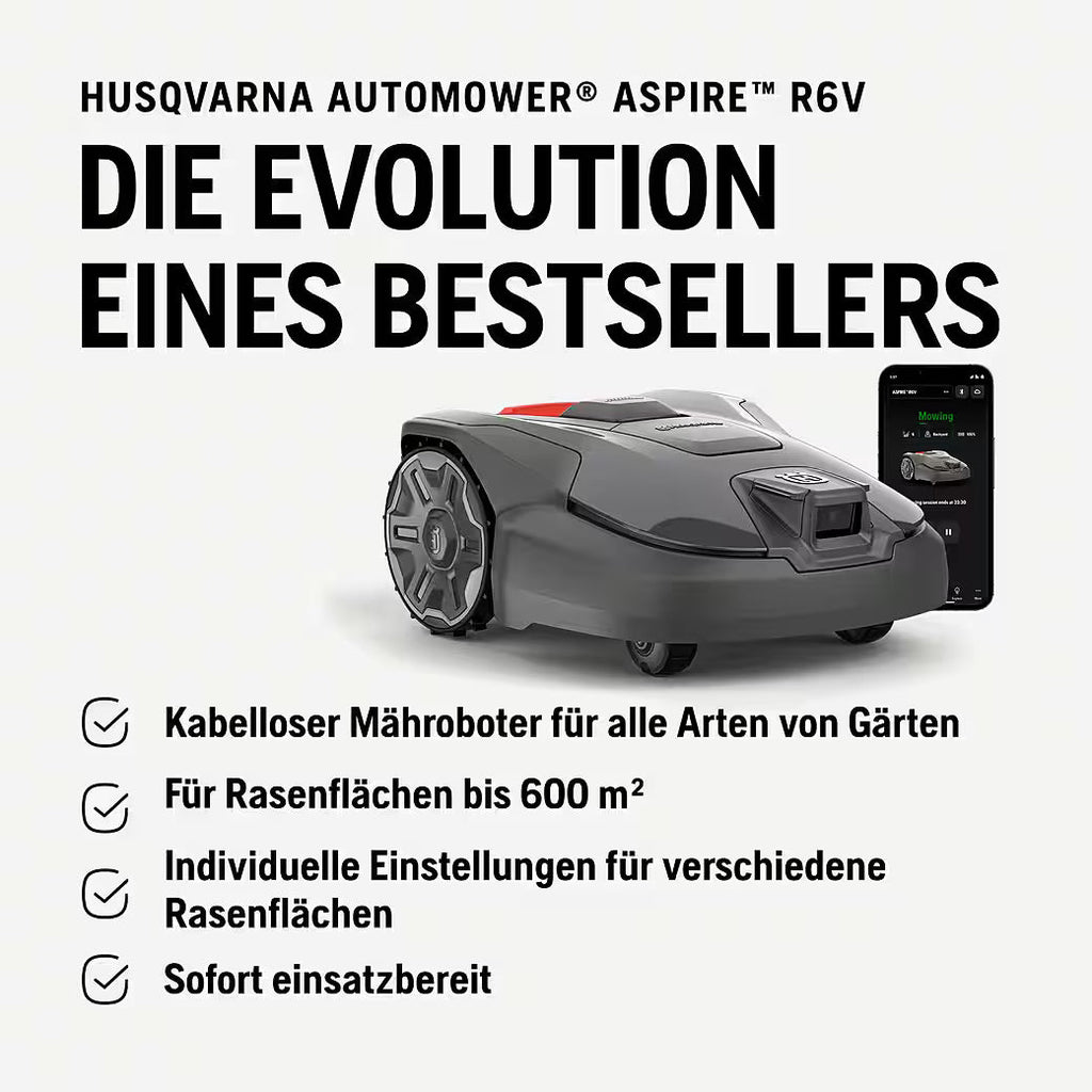 HUSQVARNA Automower® Aspire R6V – Mähroboter ohne Begrenzungskabel