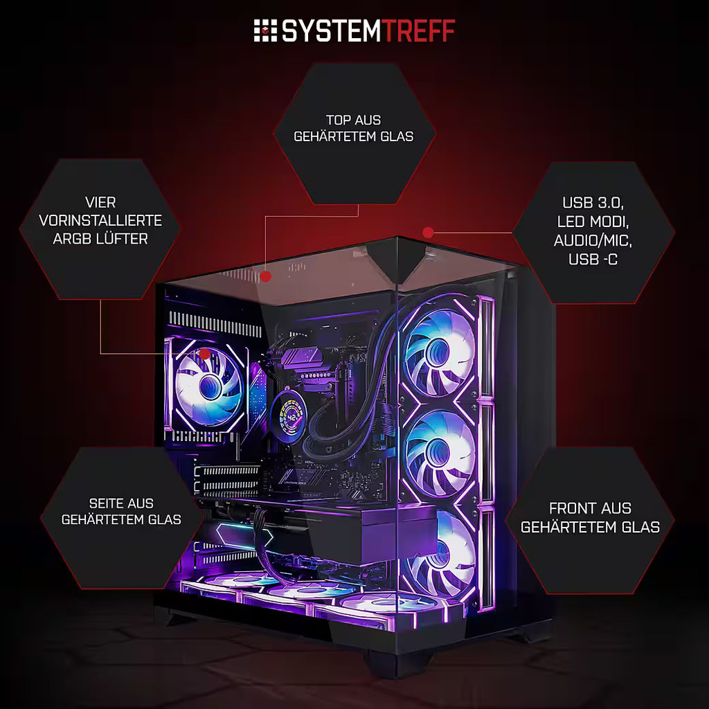 SYSTEMTREFF PC Gamer AMD Ryzen 7 9800X3D avec NVIDIA GeForce RTX 5080 16Go