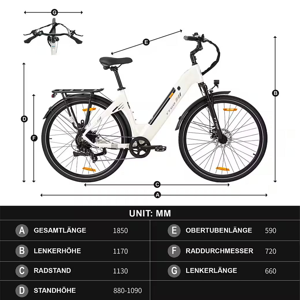 TTGO C3 2.0 E-Bike Cityrad 28 Zoll