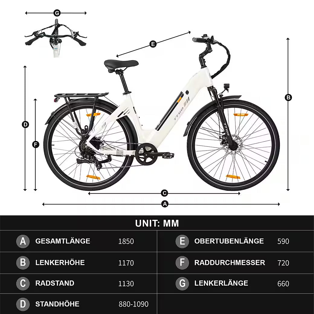 TTGO C3 2.0 E-Bike Cityrad 28 Zoll