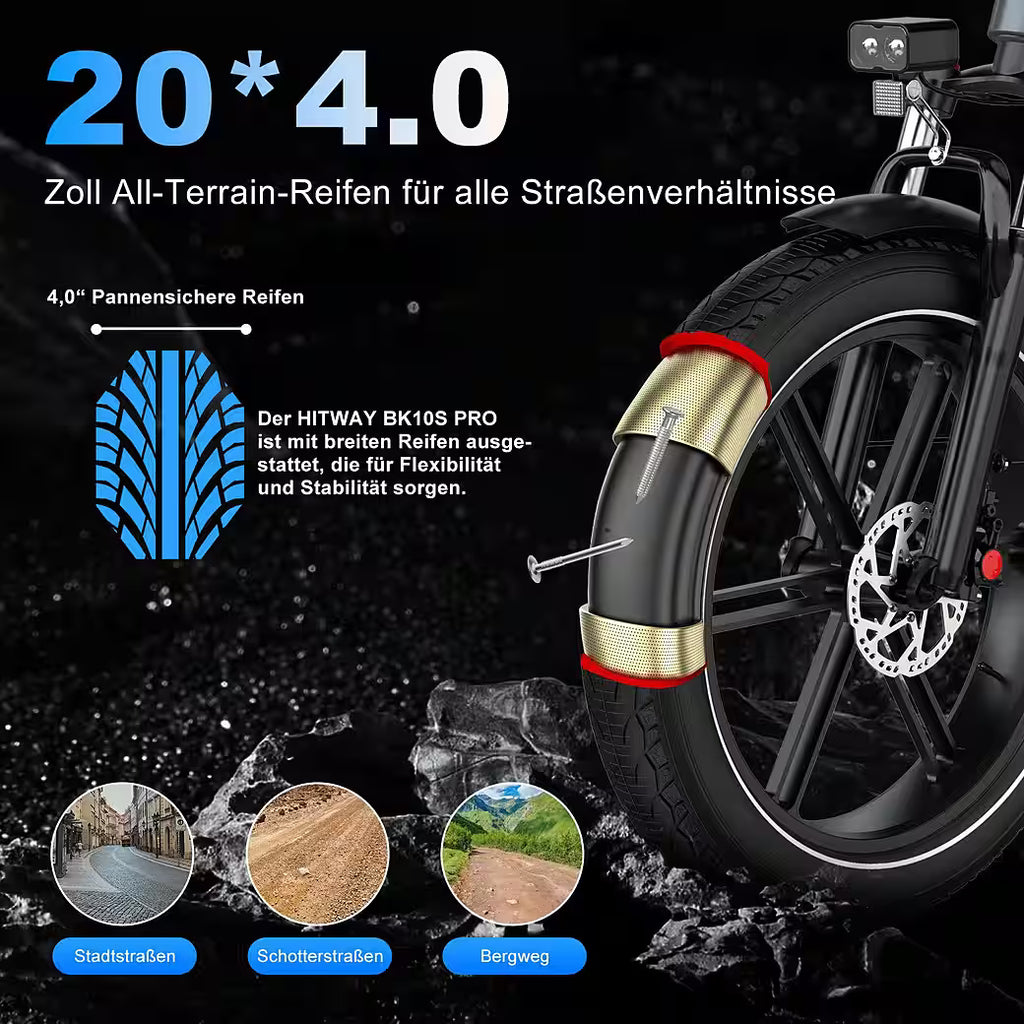 HITWAY E-Bike Mountainbike 20 x 4,0 Zoll