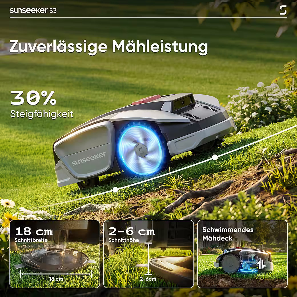 SUNSEEKER S3 – Intelligenter Mähroboter ohne Begrenzungskabel