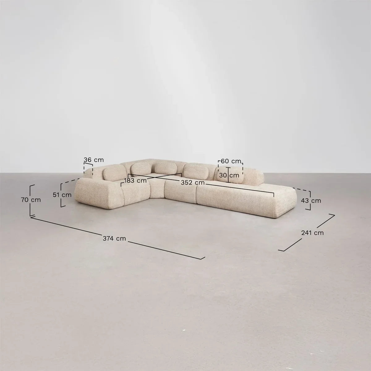 Merida 4-Piece Modular Corner Sofa with Right Chaise