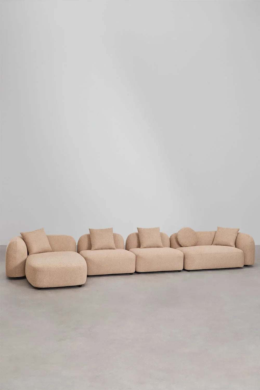 Coco 4-Piece Modular Chenille Sofa with Left Chaise