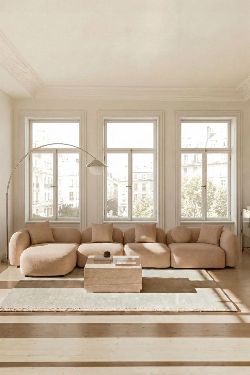 Coco 4-Piece Modular Chenille Sofa with Left Chaise