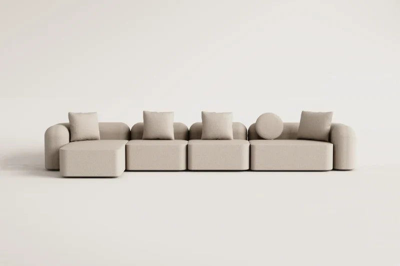 Coco 4-Piece Modular Chenille Sofa with Left Chaise