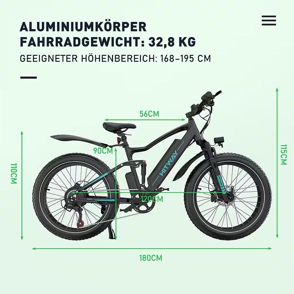 HITWAY BK9S – E-Mountainbike Fatbike 26 × 4,0 Zoll