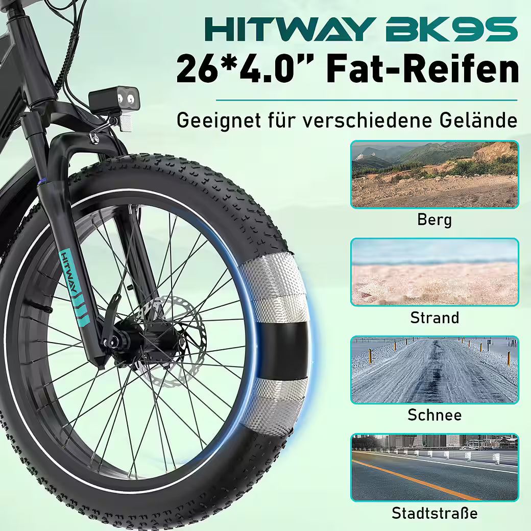 HITWAY BK9S – E-Mountainbike Fatbike 26 × 4,0 Zoll