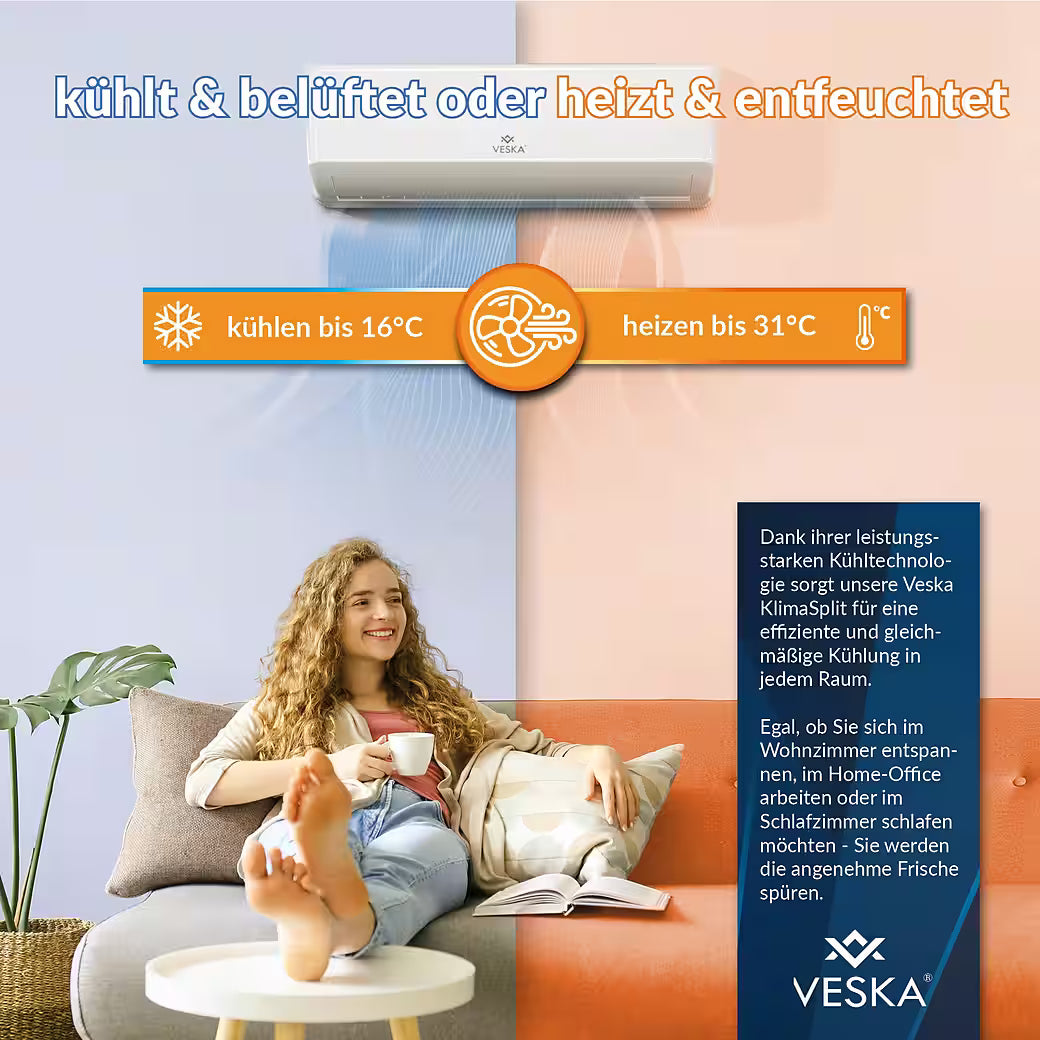VESKA® Split-Klimaanlage Inverter 12.000 BTU – 3,5 kW
