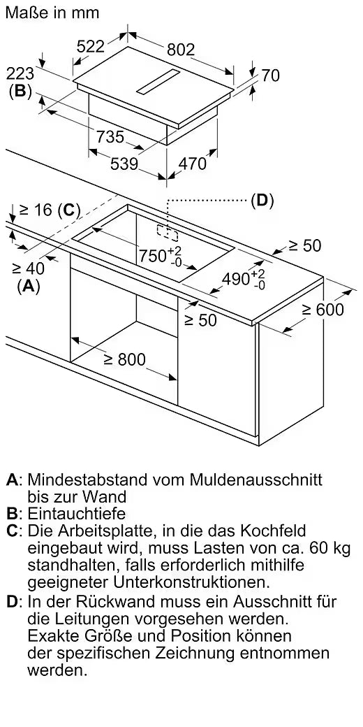 BOSCH Serie 6 PVQ811H26E – Induktionskochfeld mit integriertem Dunstabzug