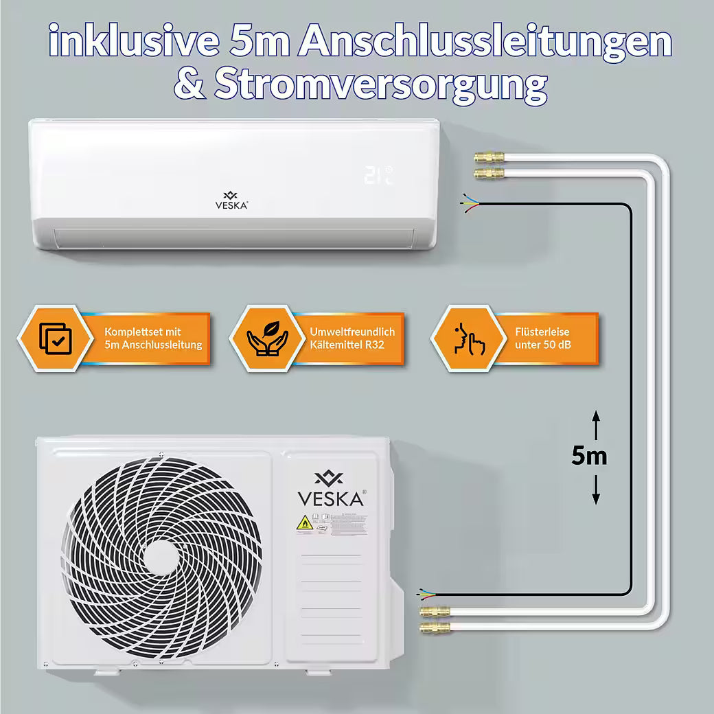VESKA® Split-Klimaanlage Inverter 12.000 BTU – 3,5 kW