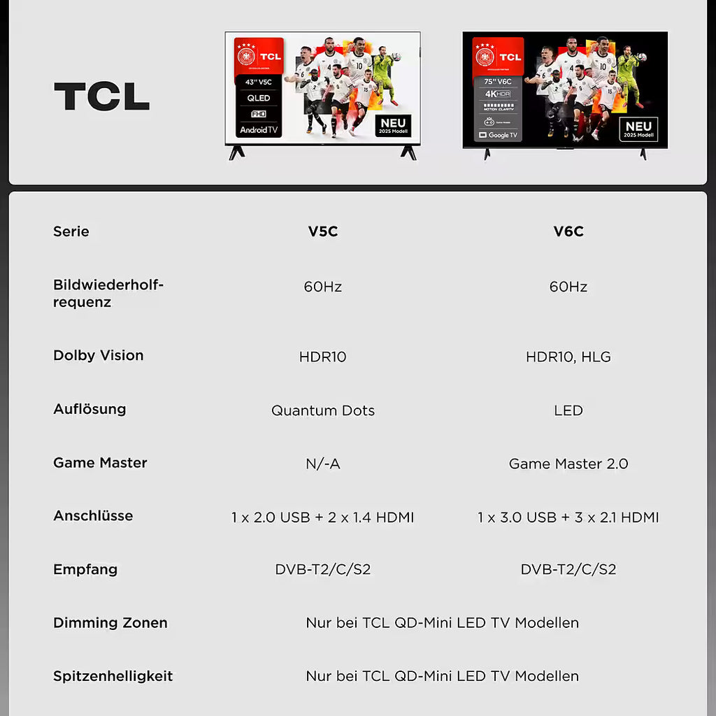 TCL 75V6CXB 75 Zoll 4K LED-Fernseher