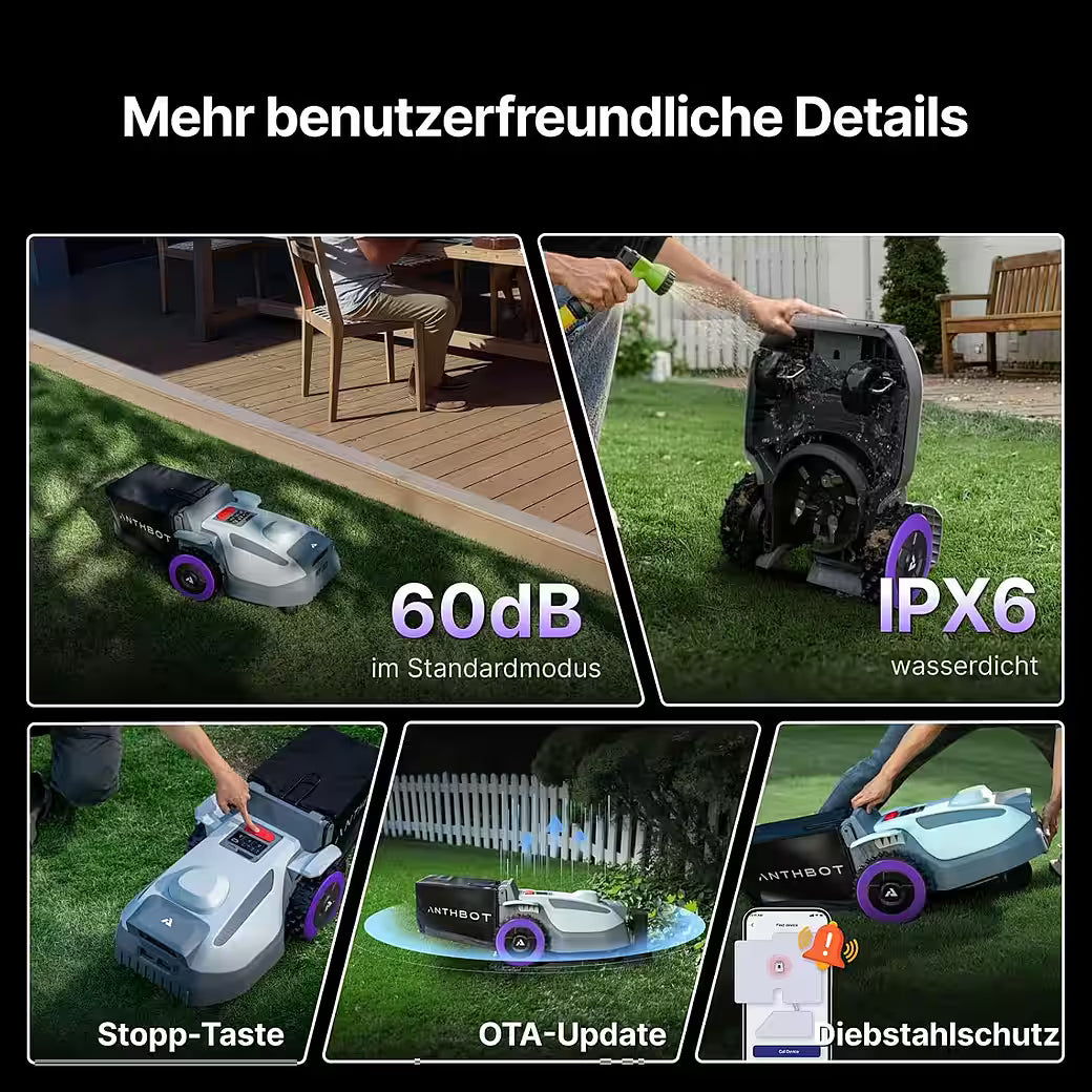 ANTHBOT N8 Serie – 4-in-1 Mähroboter ohne Begrenzungskabel mit Auto-Entleerung