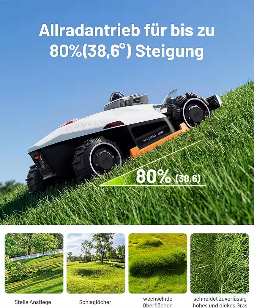 MAMMOTION LUBA 3 AWD 3000 mit Garage – Mähroboter ohne Begrenzungskabel